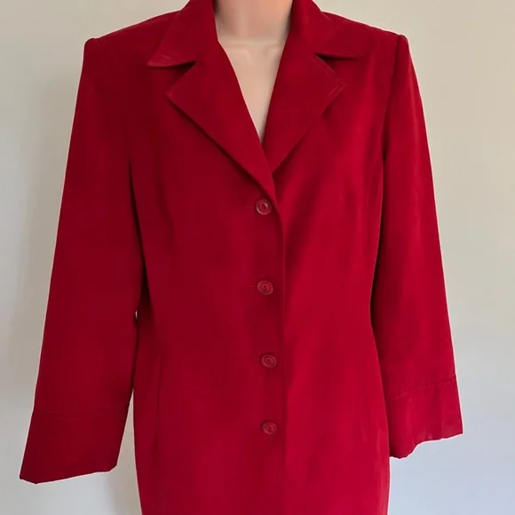 Cleo Red 3/4 length Jacket - Picture 4 of 12